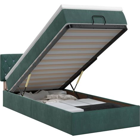 Maison Exclusive - Letto ottomano con materasso Verde Scuro 100 x 200 cm Velluto (1/5)