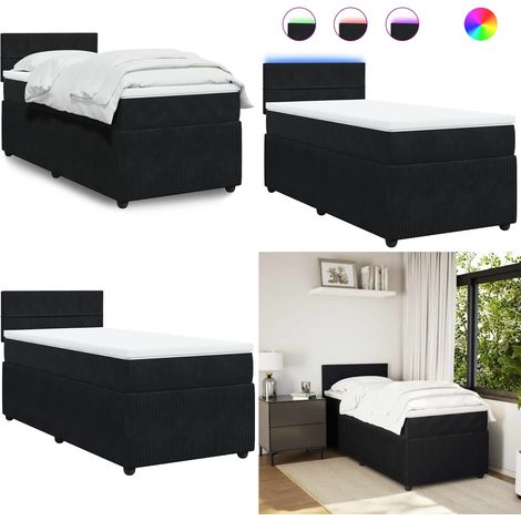 vidaXL Boxspringbett mit Matratze Schwarz 90x190 cm Samt (1/5)