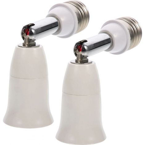 Rallonge pour Prise E27. Lot de 2. Blanc/Argent Adaptateur Ignifugé avec Orientation Ajustable et Installation Facile (1/5)