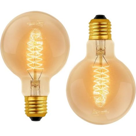 Ampoule Décorative G80 E27 40W 2700K Blanc Chaud Filament Tungstène Rétro Spirale AC 220V Lot de 2 (1/5)