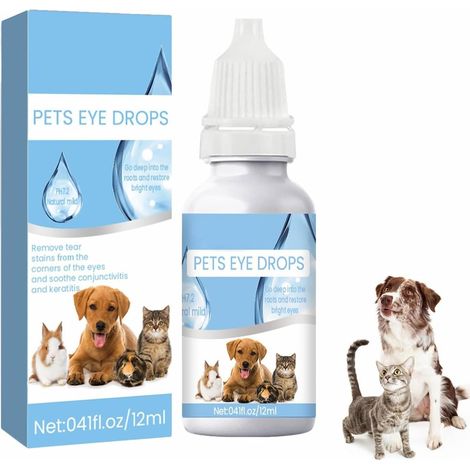 Gouttes pour Les Yeux des Chats,Pet Gouttes pour Les Yeux des Chats et des Chiens,Tear Stain Remover Pet Eye Cleaner,Sûr et Efficace pour éliminer Taches de Larmes,12 ML (1/5)
