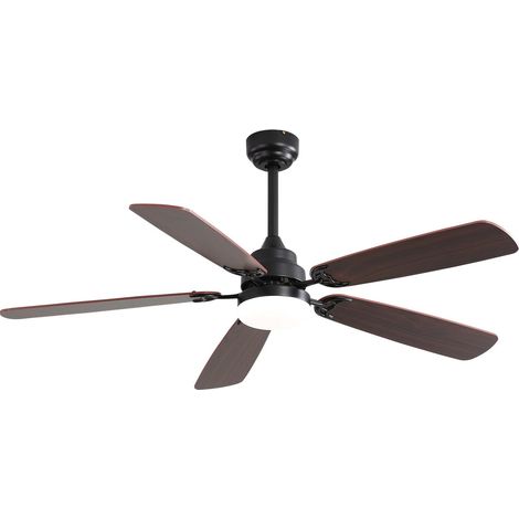 Ventilateur de plafond classique de 132 cm (52 pouces) avec éclairage LED à intensité variable, 5 pales, 6 vitesses et télécommande, moteur à courant