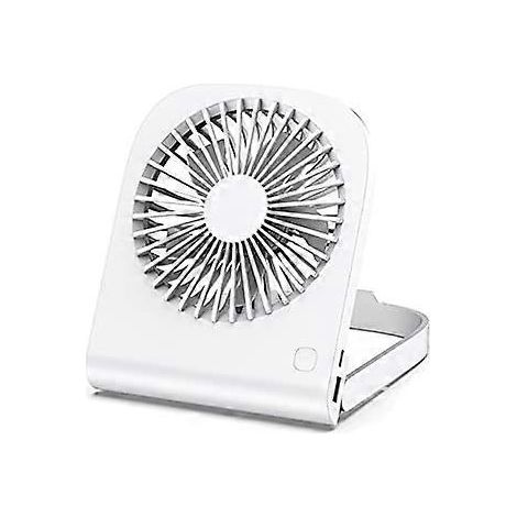 Ventilateur portable Mini 2024, petit ventilateur de bureau pliable et silencieux, rechargeable, idéal pour le camping (blanc) (1/4)