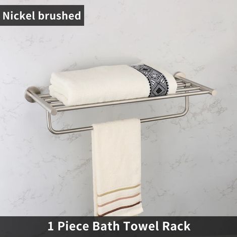 Porte-serviettes en nickel - Accessoires de salle de bain : porte-serviettes en acier inoxydable brossé 304, porte-papier toilette, porte-savon, barre porte-serviettes. (1/5)