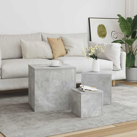 Tables d'appoint 3 pcs-Table basse-Table Salon Gris béton Bois d’ingénierie 349225 (1/5)