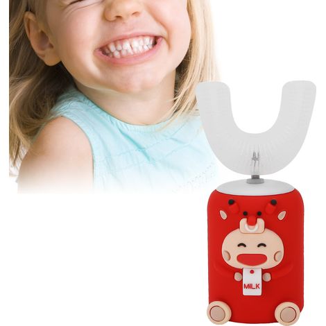 Brosse à dents électrique vibrante Baby Smart pour enfants, en forme de U, motif dessin animé, entièrement automatique. (1/5)