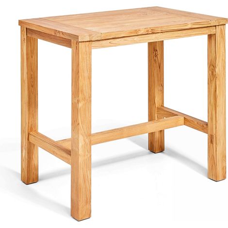 Oviala – Table haute en teck recyclé massif 110x120x80 cm – Pour repas conviviaux – Style scandinave – Design épuré