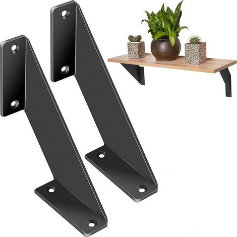 Equerre Etagere Murale,2 Pièces Noir Support D’étagère,Taquet Lourd Etagere,Equerre Étagère,Support Etagere Murale,Etagere Angle Murale,pour Chambre,Cuisine Bureau Bibliothèque (1/5)