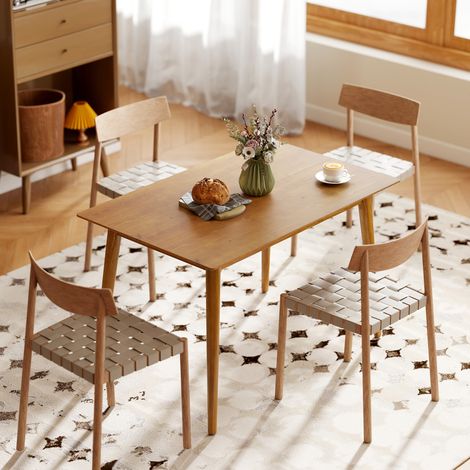 Table de salle à manger design grand plateau 4-6 personnes en bois dim. 120L x 75l x 76H cm (1/5)