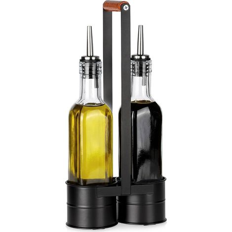 2 bottiglie di vetro con dosatore per olio d'oliva e aceto da 250 ml (1/5)
