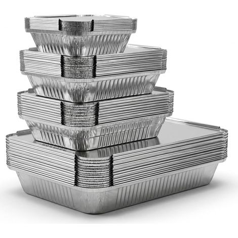 Barquette Aluminium - 40 Pièces - Avec Couvercle - Four Et Congélateur - Barbecue Et Cuisine - 4 Tailles (1/5)