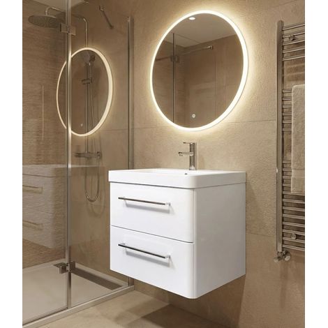 Meuble Salle de Bain 60cm suspenduavec vasquelaqué pour salle de bain, design moderne, installation facile (1/4)
