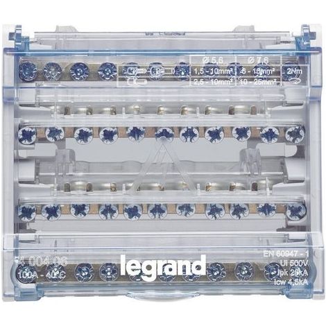 LEGRAND 400406  Repartidor modular de barras escalonadas 4P 100A 10 salidas 6 módulos