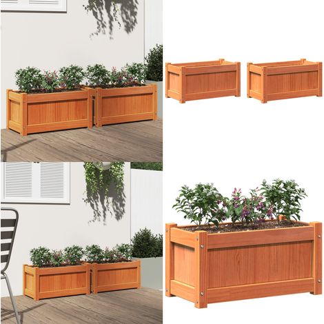 Pflanzkübel 2 Stk. Wachsbraun Massivholz Kiefer - Holzpflanze - Kübeln - Blumenerde - Balkonpflanzen - Gartendeko - Home & Living (1/5)