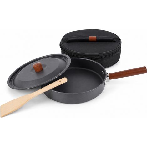 Poêle wok de camping en aluminium avec poignée amovible 28 cm (1/5)