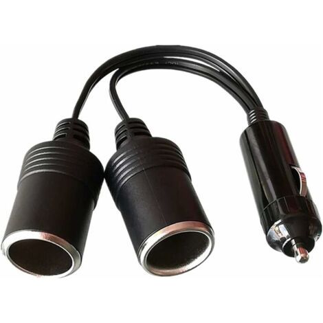 1 à 2 Allume-Cigare Câble D'extension, Voiture Allume Cigare Socket Mâle vers Femelle, DC 12V 24V Adaptateur Répartiteur 1 à 2 Splitter avec lumières LED Prise Mâle avec Fusible (1/4)