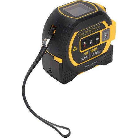 Télémètre laser 3-en-1 haute précision à commande vocale, portée de 100 m et de 5 m, avec réticule laser, idéal pour la maison et les travaux de rénovation. Télémètre laser jaune à commande vocale, po (1/3)