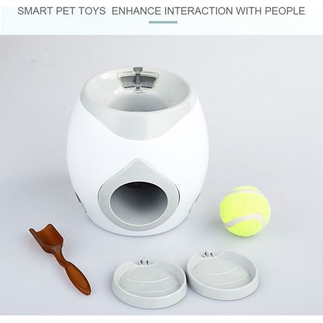 Distributeur automatique de croquettes pour animaux, jouet interactif pour l'entraînement des chiens avec balle de tennis et lanceur de balles. (1/5)