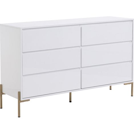 Comò 6 cassetti MDF e Metallo Bianco laccato e Dorato - KORASA di Pascal Morabito