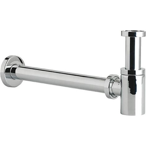 Rue Du Bain – Siphon court pour lavabo tubulaire – Laiton chromé – Hauteur réglable 5 à 19,5 cm – Sortie Ø 32 mm – Filetage 1'1/4 (1/2)