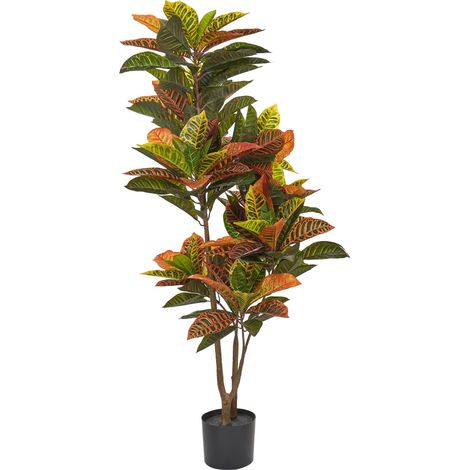 Pianta artificiale in vaso decorazione plastica 140 cm Codiaeum