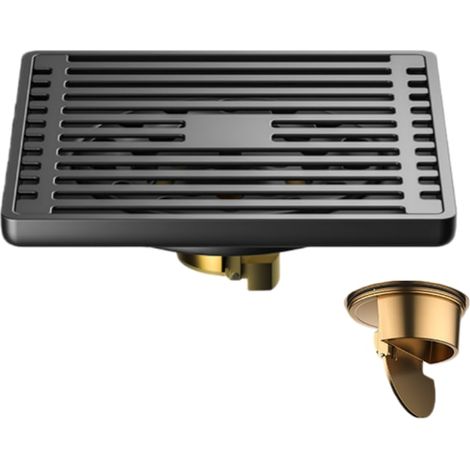 Ensemble de bonde avec plaque de recouvrement et noyau en laiton massif, clapet anti-retour et clapet anti-odeurs, 10 x 10 cm, taille universelle, compatible avec les tuyaux de 40/50/75 mm, acier inox (1/5)