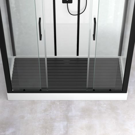 Pedana in Legno Composito Grigio per Cabina Rettangolare - 153,5 x 70 cm