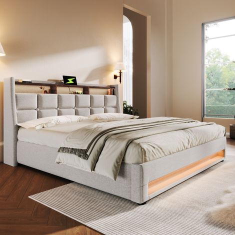 Bett Doppelbett Stauraum 160x200 mit LED USB OKMYHOME (1/5)