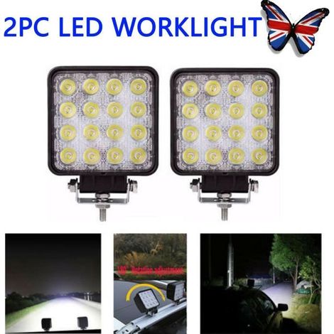 2PCS 48W Nouveaute Phare de Travail Carre a Leds Angle 60 DC 12V-24V Quad Camion Bateau Tracteur Offroad (1/4)