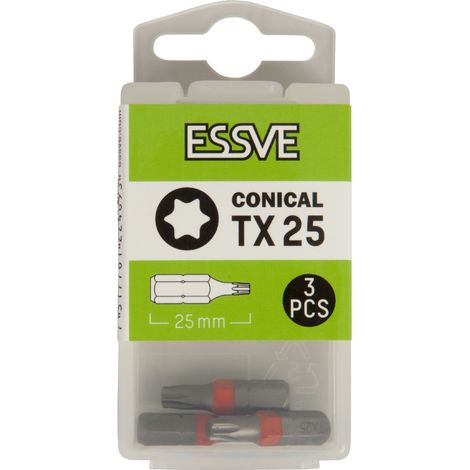 Punte coniche Torx ESSVE TX25 per cacciavite, 25 mm, 3 pezzi (1/2)