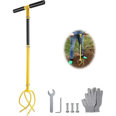 Manuel Twist Tiller Griffe de Jardin, Cultivateur de Griff Amovible avec Manche, Motoculteur Manuel de Jardin, Réglable en Hauteur, pour l'Ameublissement du Sol et Contrôle des Mauvaises Herbes (1/5)