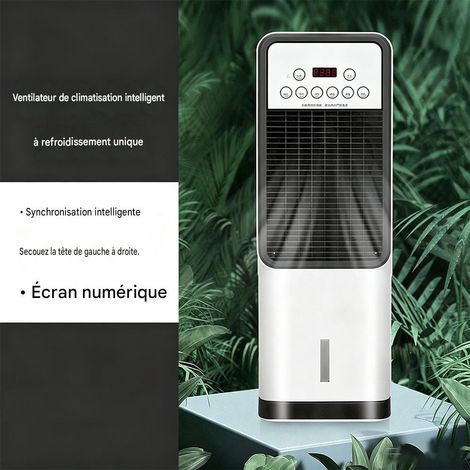 Rafraîchisseur d'air mobile avec réservoir 3 L, ventilateur colonne 3 vitesses, refroidissement par eau et pains de glace, télécommande, minuterie 12 h, Version froide, Norme UE (1/5)