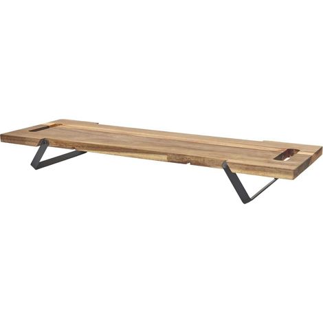 HOME DECO FACTORY, KA0322, Tagliere da Presentazione in Acacia con Piedini in Metallo Nero, Ideale per aperitivi e Tapas, Elegante e Resistente, 55 cm, Marrone e Nero (1/5)