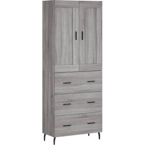 Aparador cajonera mueble almacenaje organizador cocina salón salón alto sonoma 695 x 34 x 180 cm madera de ingeniería gris 020035577