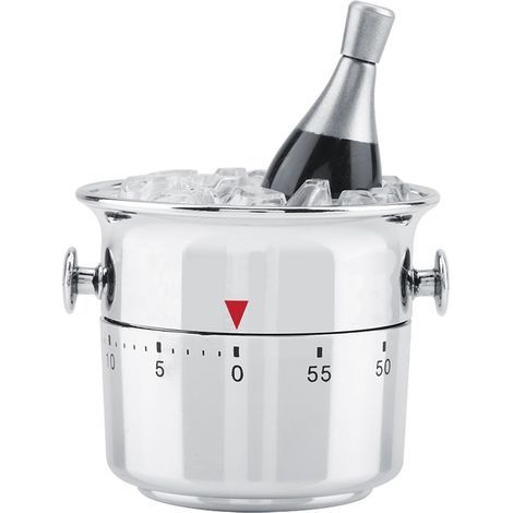 Kitchen timer, mechanical wind-up timer in stainless steel, shaped like an ice bucket, 60 minutes (1/5)