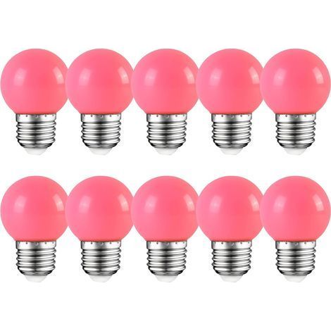 10 Ampoule LED E27 2W Couleur Rose Matériau PC Angle 360 Degrés Pour Fête Noël Patio (1/5)