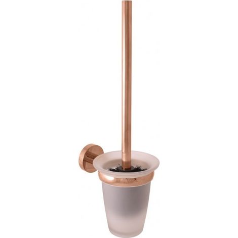 Brosse de toilettes mural COLORADO en verre et laiton rose gold poli 40cm (1/2)