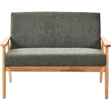 Sofa 2-Sitzer ESRUM Stoff Hellbraun / Grün