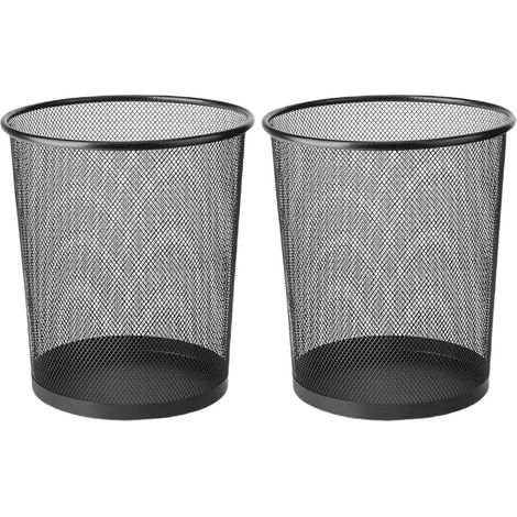 Lot de 6 corbeilles à papier circulaires légères en maille noire pour cuisines, bureaux à domicile, dortoirs, salons et chambres à coucher (2) (1/5)