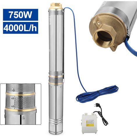 TolleTour Bomba sumergible para pozos profundos 4 m3/h Acero inoxidable Impermeable 0,75 kW