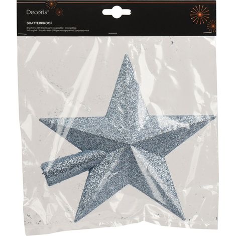 Puntale a stella glitter 19 x 19 cm azzurro polvere Peraga Christmas