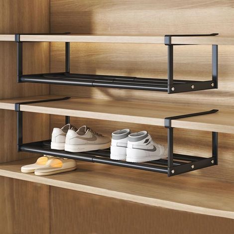 Expandable Shoe Storage Rack, 40-70 cm, Adjustable Closet and Furniture Organizer, Space Saving for Shoe Storage, Entryway, Wardrobe Clothes – Black 1 (1/5)
