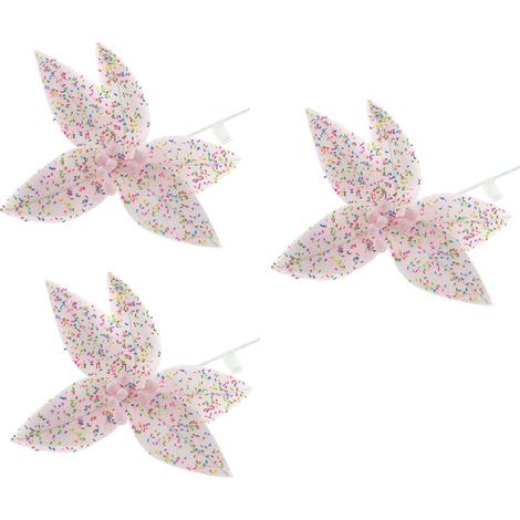 Set 3 Fiori rosa candy dolce D 28 decorazioni albero di natale addobbi casa new natalizi (1/2)