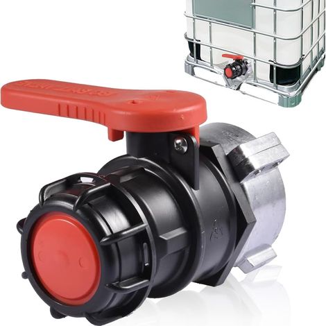 Adaptateur vanne papillon universel IBC DN50 75mm, connecteur de vidange pour réservoir d'eau de pluie. (1/5)