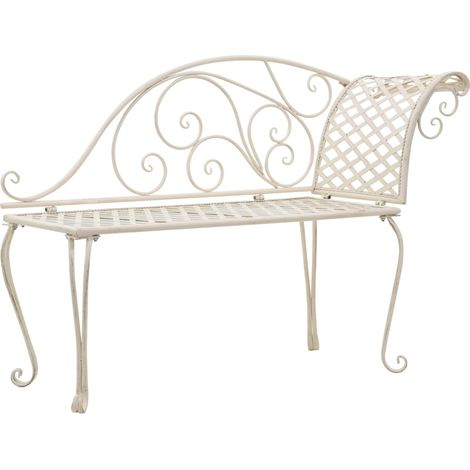 Garten-Chaiselongue 128 cm Metall Antik Weiß vidaXL