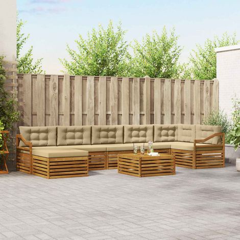 Outdoor-Sofagarnitur 8 pcs Natur und Beige Massivholz Akazie (1/5)