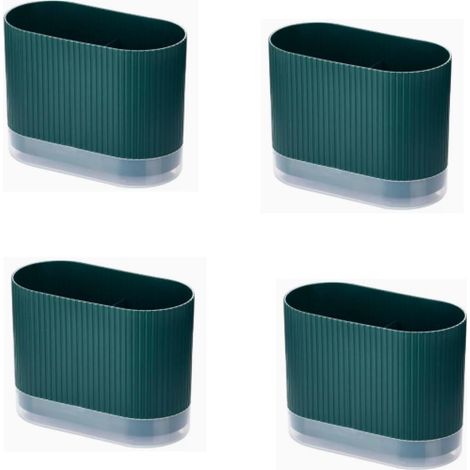 Soporte verde para cepillos de dientes para baño, soporte de plástico para cepillos de dientes infantiles con bandeja de drenaje y goteo (4 piezas) (1/5)