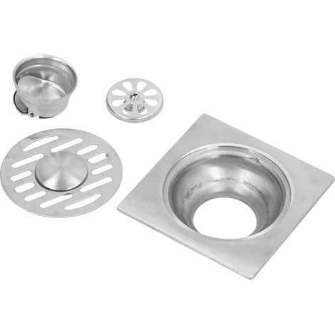 Bonde de sol auto-obturante en acier inoxydable pour lave-linge, idéale pour la cuisine et la salle de bain. Finition brillante, double usage. (1/5)