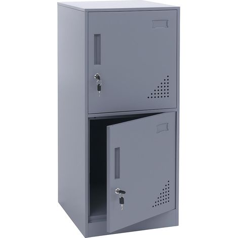 [NON UTILIZZATO] Armadietto HHG-509, con serratura, armadio ufficio faldoni documenti, con 2 ante, 90x38x45cm, acciaio, grigio