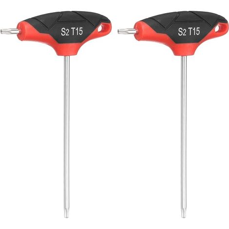 2Pcs Clé Torx À Poignée En T T15 Acier S2 Clé Torx Rouge Noir (1/5)